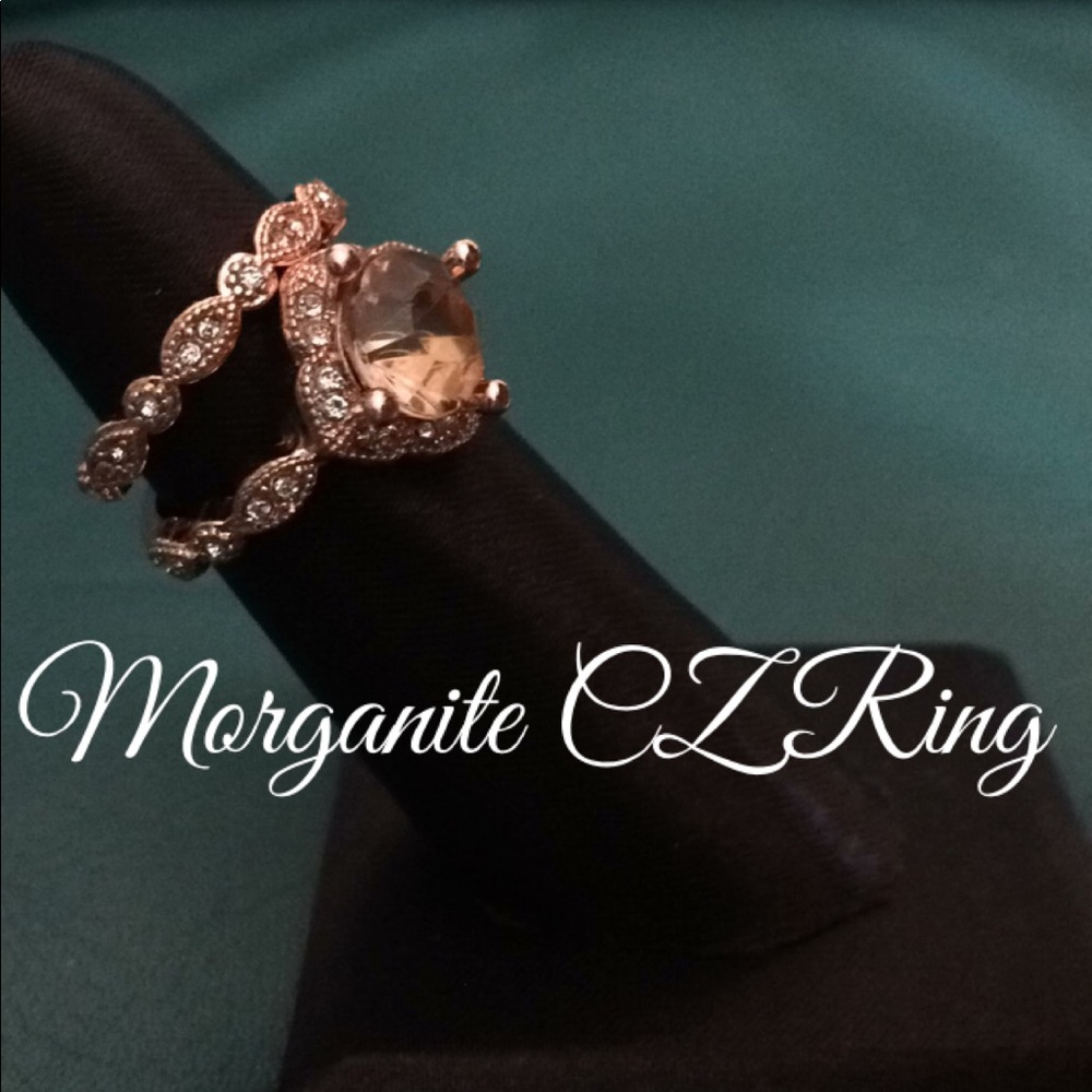🆕18K Rose Gold Filled Morganite CZ Ring⭐️